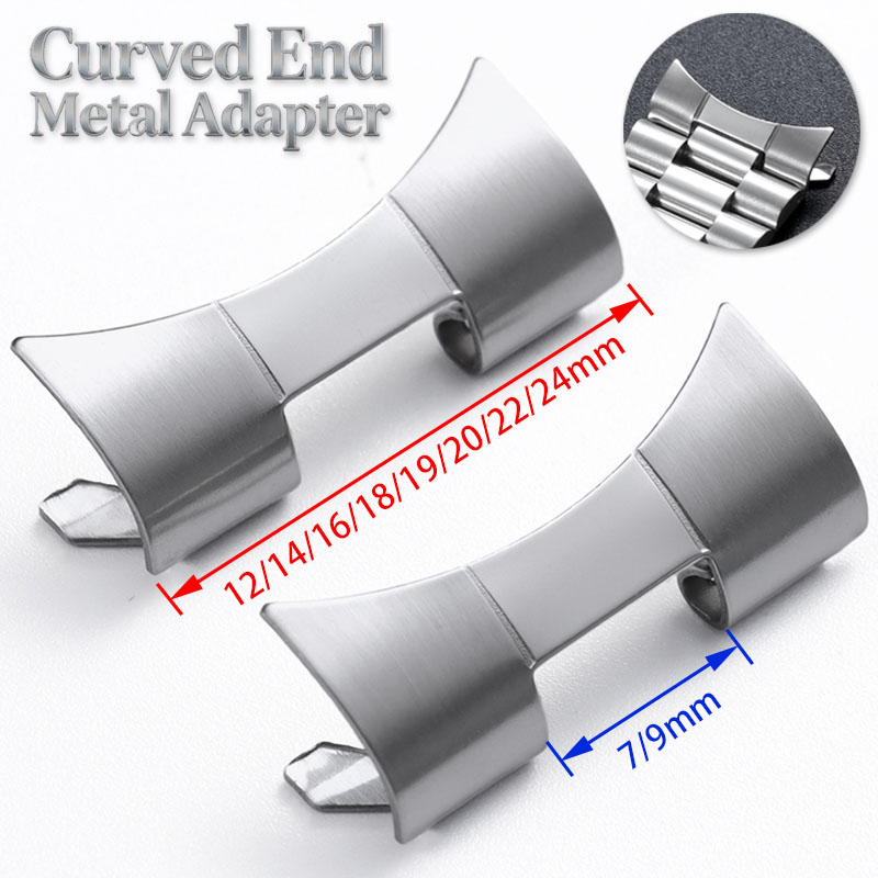 Jewelry Rolex Watches - Edelstahl-Adapter mit gebogenem Ende, 12/14/16/18/19/20/22/24 mm,
