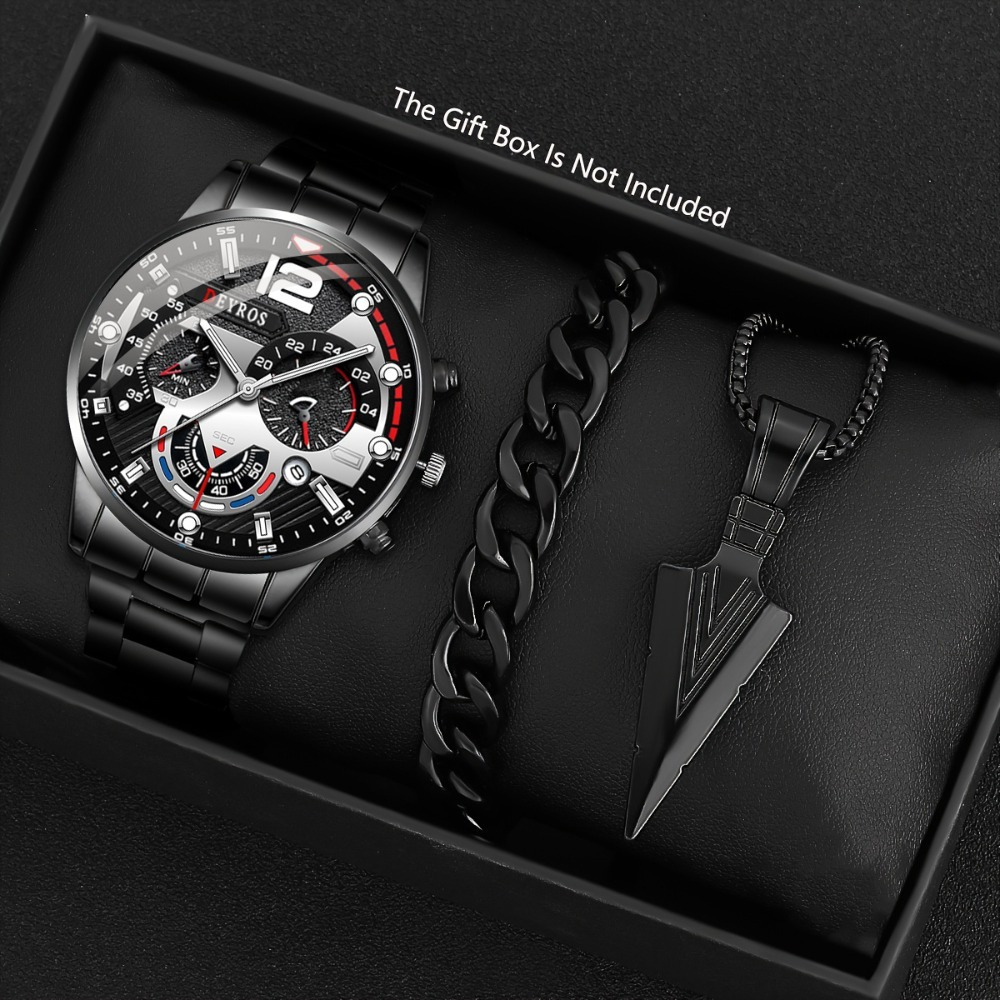 Best Jewelry Watches - 3 teile/satz Mode herren Uhr Schwarz