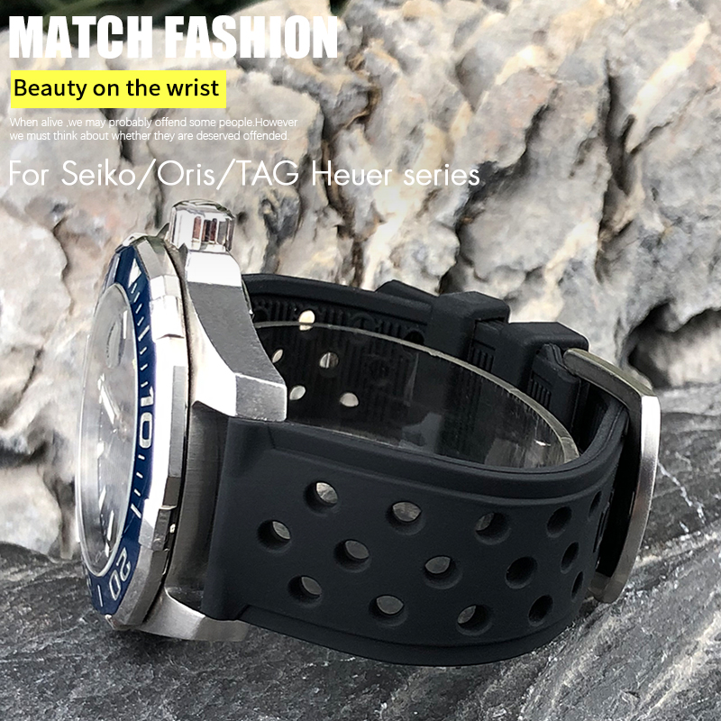 Seiko Watch 5 Sports - 22mm 21mm 20mm Silikon-Uhrenarmband für Tag