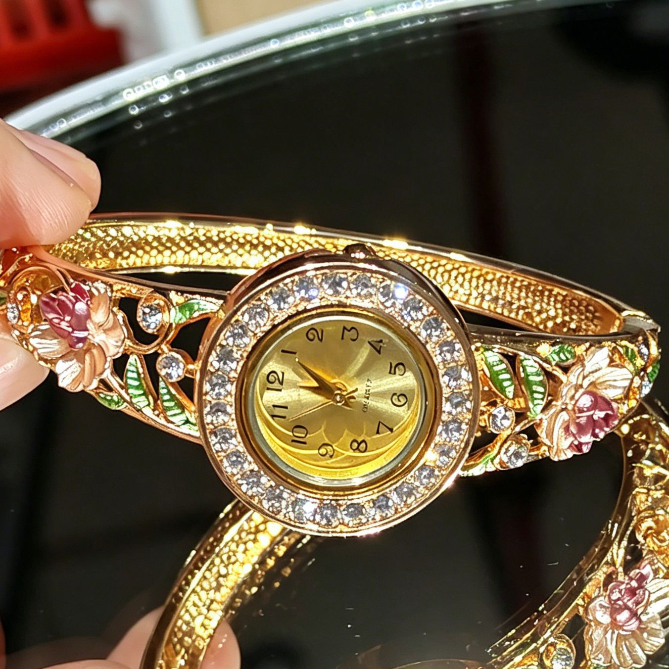 Vintage Gold-Emaille-Blumen-Ar – Jewelry Watches Vintage Bewertung und Preis