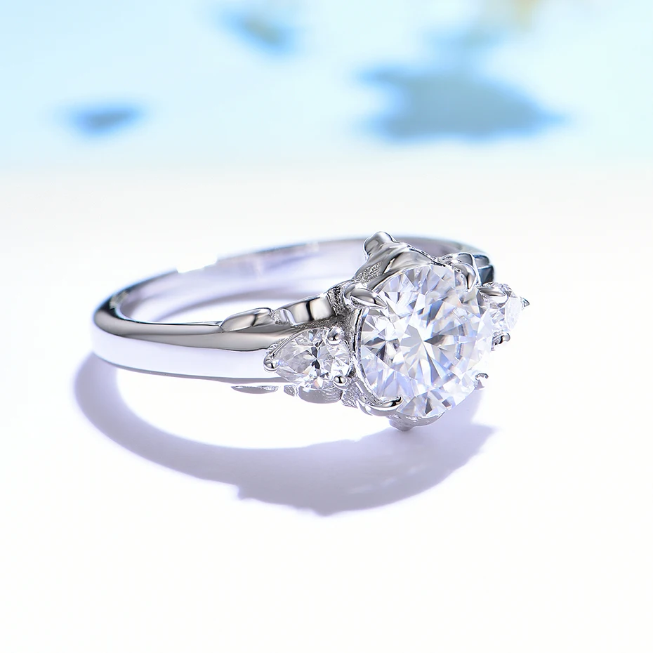 7,5 mm runder D VVS1 Löwen-Sol – Sterling Silver Ring Bewertung und Preis